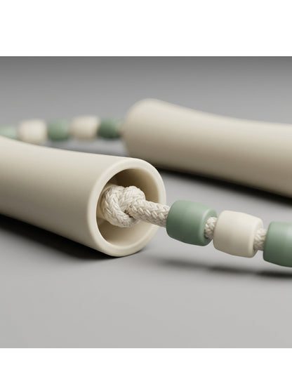 Zorm Segmented Beaded Jump Rope 2.75 m Sage and Ivory - Detail view