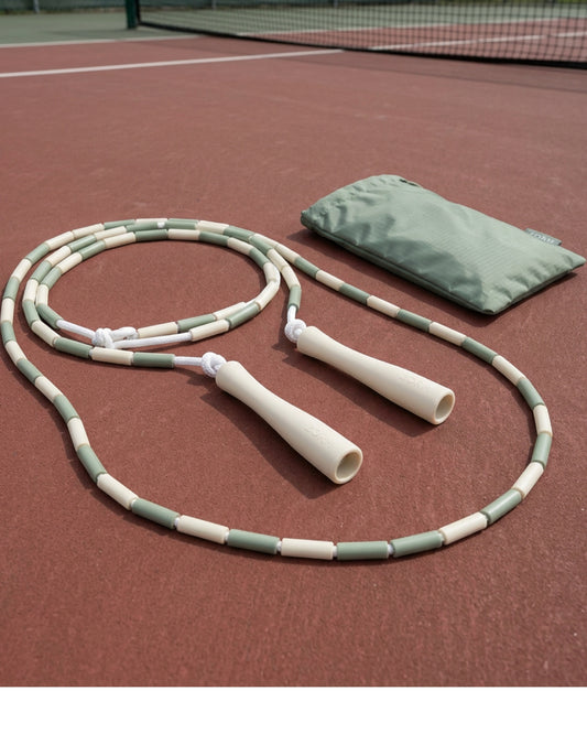 Zorm Segmented Beaded Jump Rope 2.75 m Sage and Ivory - Lifestyle view