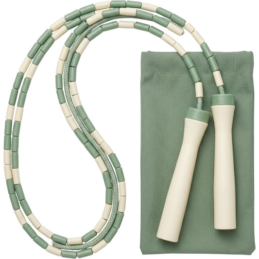 Zorm Segmented Beaded Jump Rope 2.75 m Sage and Ivory - Product view