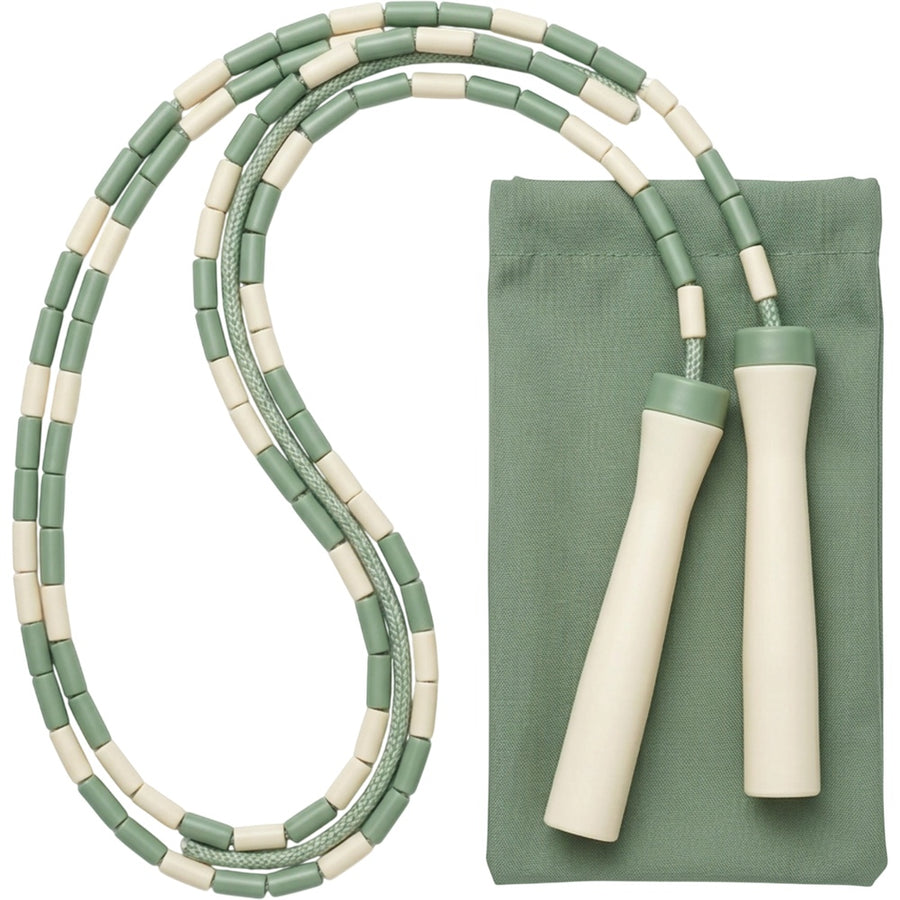 Zorm Segmented Beaded Jump Rope 2.75 m Sage and Ivory